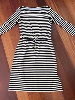 Striped Black and beige Midi Dress